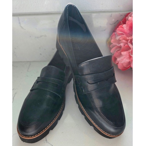 Vionic Cheryl II Black Leather Platform Loafers Women's Size 8.5 - Picture 2 of 10
